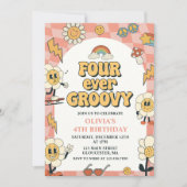 Invitation Quatre Jours Super Retro Van Pink 4e anniversaire (Devant)