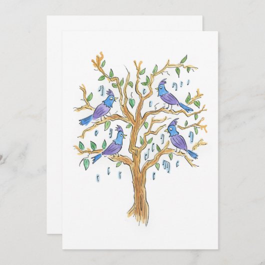 Invitation Quatre oiseaux chanteurs (Devant / Derrière)