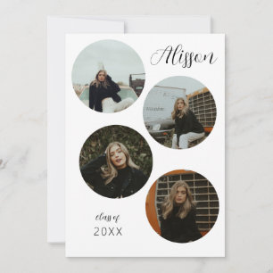 Invitation Quatre Photo Annonce de remise de diplôme ronde