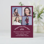 Invitation Quatre Photos Collage Bourgogne - 3x5 Graduation (Debout devant)