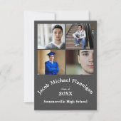 Invitation Quatre photos Collage Grey 3x5- Annonce de diplôme (Devant)