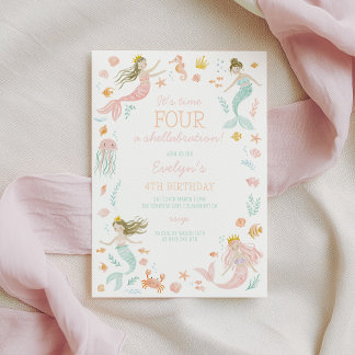 Invitation Quatre pour une shellabration Anniversaire Filles