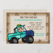 Invitation Quatre roues Fun Camion Anniversaire (Devant / Derrière)