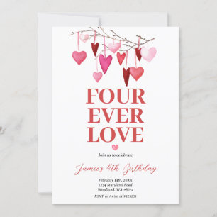Invitation Quatre toujours aimé Valentine's Birthday Heart Ba
