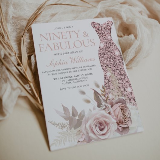 Invitation Quatre-vingt-dix et fabuleux ! Blush Gown Floral 9
