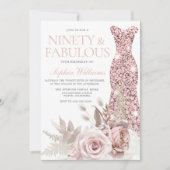 Invitation Quatre-vingt-dix et fabuleux ! Blush Gown Floral 9 (Devant)