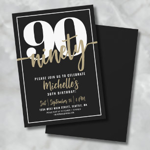 Invitation Quatre-vingt-dix Moderne Fête de 90e Anniversaire