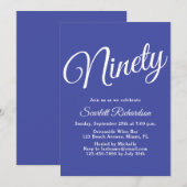 Invitation Quatre-vingt-dix moderne Script Lavender 90e fête  (Devant / Derrière)