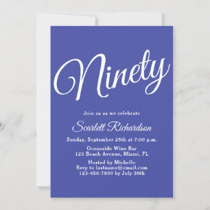 Invitation Quatre-vingt-dix moderne Script Lavender 90e fête