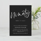 Invitation Quatre-vingt-dix Noir Blanc 90e Anniversaire (Debout devant)