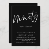 Invitation Quatre-vingt-dix Noir Blanc 90e Anniversaire (Devant / Derrière)