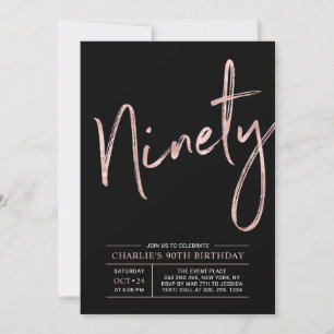 Invitation Quatre-vingt-dix Rose Gold & Black 90ème Anniver