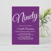 Invitation Quatre-vingt-dix Script moderne Automne violet 90e (Debout devant)