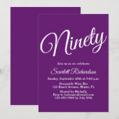 Invitation Quatre-vingt-dix Script moderne Automne violet 90e (Devant / Derrière)