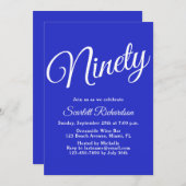 Invitation Quatre-vingt-dix Script moderne Royal Blue 90e ann (Devant / Derrière)