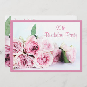 Invitation Quatre-vingt-dixième anniversaire de roses roses