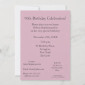 Invitation quatre-vingt-dixième Bouquet de rose de rose de (Dos)