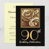 Invitation quatre-vingt-dixième Bouquet rose d'or (Devant / Derrière)