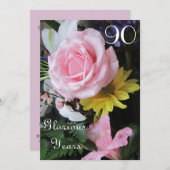 Invitation quatre-vingt-dixième Célébration d'anniversaire ! (Devant / Derrière)