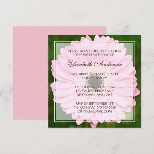 Invitation Quatre-vingt-dixième fête d'anniversaire de (Devant / Derrière)