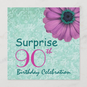 Invitation quatre-vingt-dixième Marguerite turquoise de rose