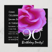 Invitation quatre-vingt-dixième Rose de rose de modèle (Devant / Derrière)