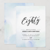 Invitation Quatre-vingt minima 80e anniversaire de fête aquar (Devant / Derrière)