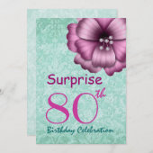 Invitation quatre-vingtième Arc de fleur de rose de fête (Devant / Derrière)