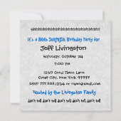 Invitation quatre-vingtième Blanc bleu W1888 de fête (Dos)