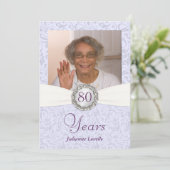 Invitation quatre-vingtième Damassé de lavande d'invitations (Debout devant)