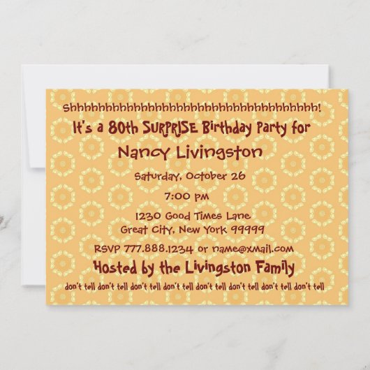 Invitation quatre-vingtième Étoiles de feux d'artifice d'or (Dos)