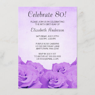 Invitation Quatre-vingtième fête d'anniversaire de roses