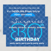 Invitation quatre-vingtième Le bleu moderne d'anniversaire de (Devant / Derrière)