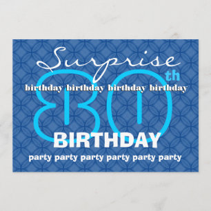 Invitation quatre-vingtième Le bleu moderne d'anniversaire de