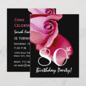 Invitation quatre-vingtième Modèle d'anniversaire pourpre et (Devant / Derrière)