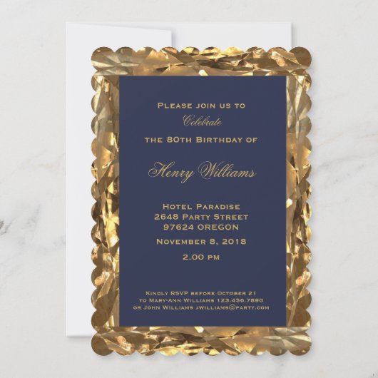 Invitation quatre-vingtième Or d'anniversaire d'anniversaire (Dos)