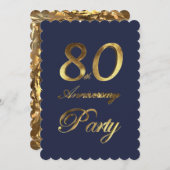 Invitation quatre-vingtième Or d'anniversaire d'anniversaire (Devant / Derrière)