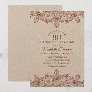 Invitation quatre-vingtième Papier d'emballage rustique de