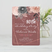 Invitation quatre-vingtième Roses de rose de fête (Debout devant)