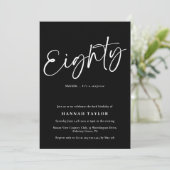 Invitation Quatre-vingts Black Blanc moderne 80e anniversaire (Debout devant)