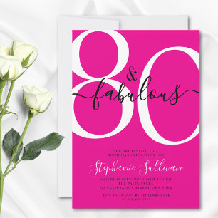 Invitation Quatre-vingts et Fabuleux 80e Anniversaire Rose