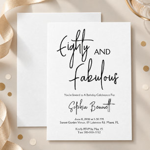 Invitation Quatre-vingts et Fabuleux Script Fête d'anniversai