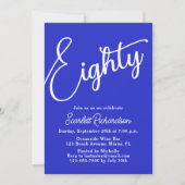Invitation Quatre-vingts Script moderne Royal Blue 80e annive (Devant)