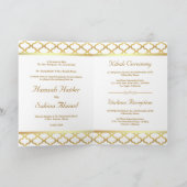 Invitation Quatrefoil marocain blanc et or Mariage musulman (Intérieur)