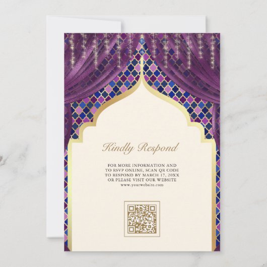 Invitation Quatrefoil or violet QR Code Sikh Mariage (Dos)