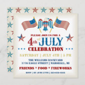 Invitation Quatrième d'invitation de célébration de juillet (Devant / Derrière)