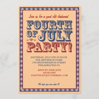 Invitation Quatrième d'old-fashioned de partie de célébration