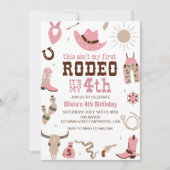 Invitation Quatrième Rodéo Western Cowgirl 4E Anniversaire (Devant)