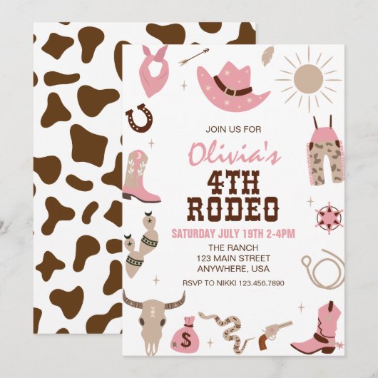 Invitation Quatrième Rodéo Western Rose 4ème Anniversaire (Devant / Derrière)