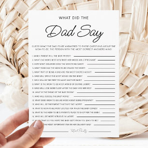 Invitation Que Dit Papa Jeux de Baby Shower Minimalistes